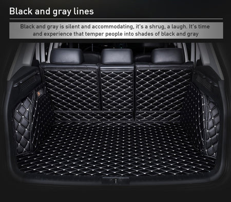 Custom Car Boot Liner Protector Diamond Pattern5*7CM Full Coverage - LMY AUTO7-Seats-Black-Gold-Full-Cover