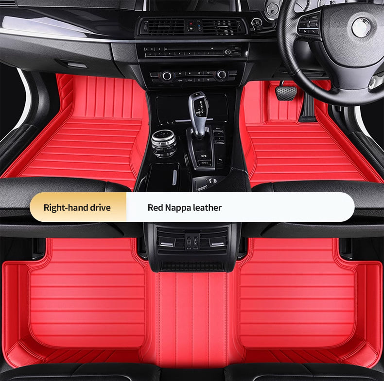 Custom Car Floor Mats Horizontal Stripe Full Coverage - LMY -  7-Seats-Red