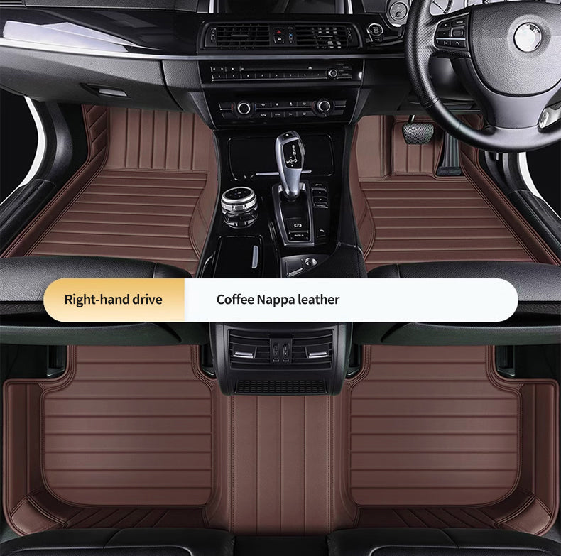 Custom Car Floor Mats Horizontal Stripe Full Coverage - LMY -  7-Seats-Coffee