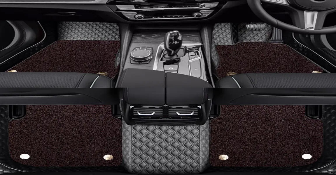 Custom Car Floor Mats Diamond Pattern5*7CM Full Coverage Dual Layer Coil - LMY -