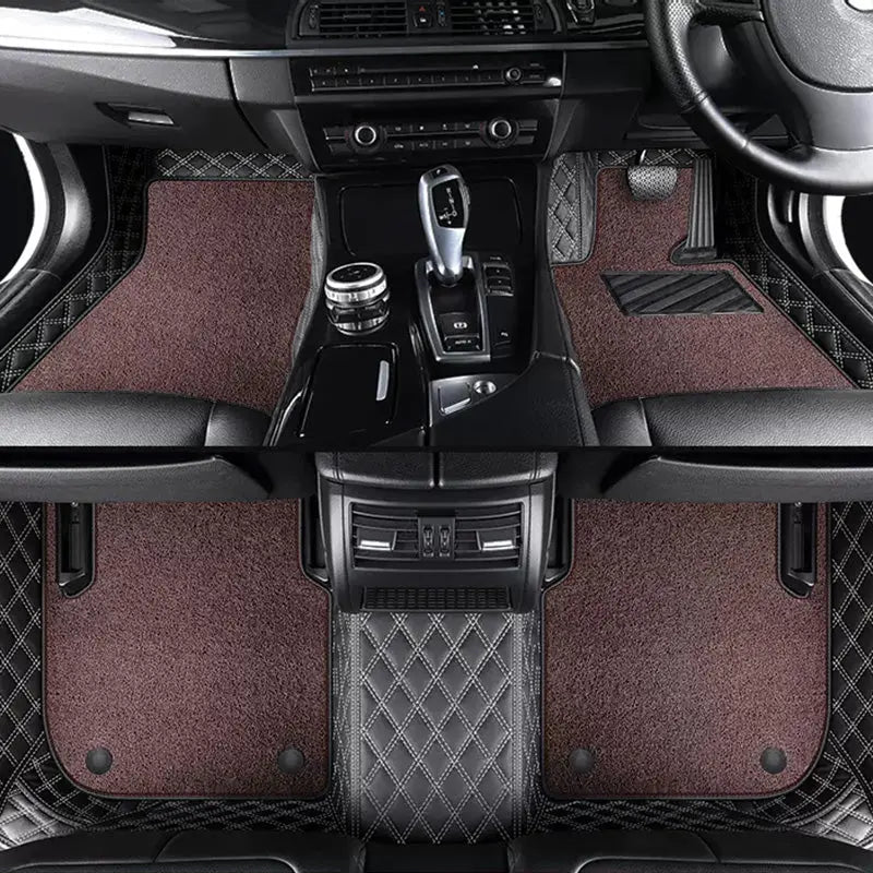Custom Car Floor Mats Diamond Pattern5*7CM Full Coverage Dual Layer Coil - LMY -