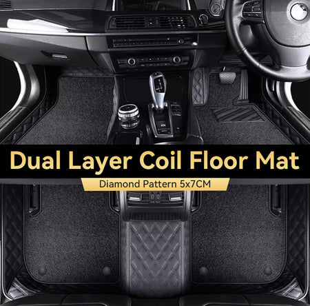 Custom Car Floor Mats Diamond Pattern5*7CM Full Coverage Dual Layer Coil - LMY -