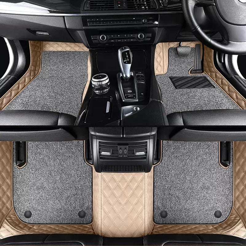 Custom Car Floor Mats Diamond Pattern5*7CM Full Coverage Dual Layer Coil - LMY -  7-Seats-Grey-Black-Beige