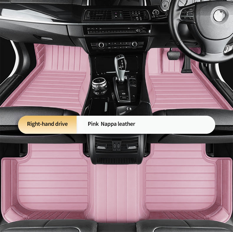 Custom Car Floor Mats Horizontal Stripe Full Coverage - LMY -  7-Seats-Pink