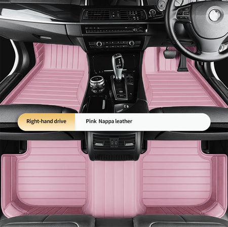 Custom Car Floor Mats Horizontal Stripe Full Coverage - LMY -  7-Seats-Pink