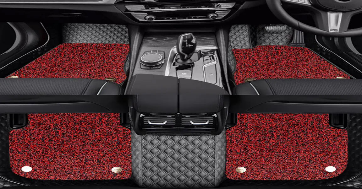 Custom Car Floor Mats Diamond Pattern5*7CM Full Coverage Dual Layer Coil - LMY -