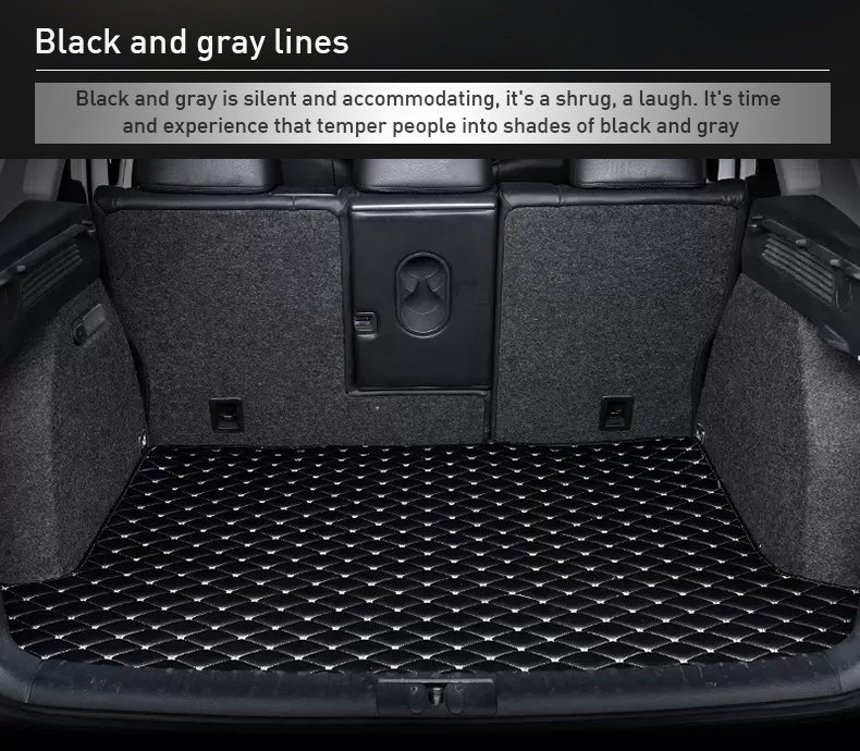 Custom Car Boot Liner Protector Diamond Pattern5*7CM Full Coverage - LMY - 7-Seats-Black-Gold