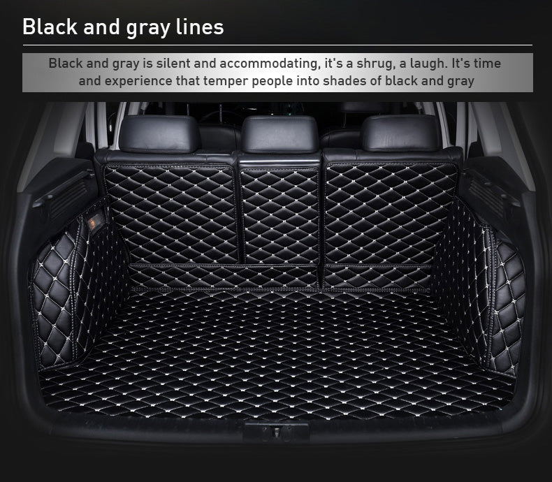 Custom Car Boot Liner Protector Diamond Pattern5*7CM Full Coverage - LMY - 7-Seats-Black-Gold-Full-Cover
