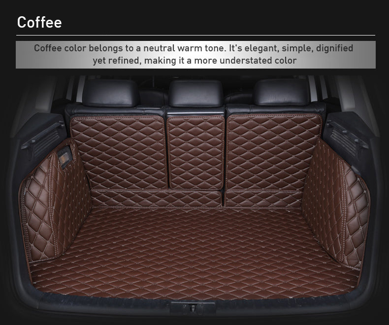 Custom Car Boot Liner Protector Diamond Pattern5*7CM Full Coverage - LMY - 7-Seats-Coffee-Full-Cover