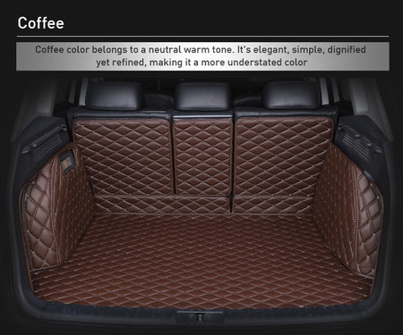 Custom Car Boot Liner Protector Diamond Pattern5*7CM Full Coverage - LMY - 7-Seats-Coffee-Full-Cover
