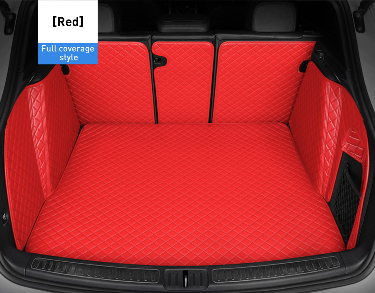 Custom Car Boot Liner Protector Diamond Pattern3*3CM Full Coverage - LMY -  7-Seats-Red-Full-Cover