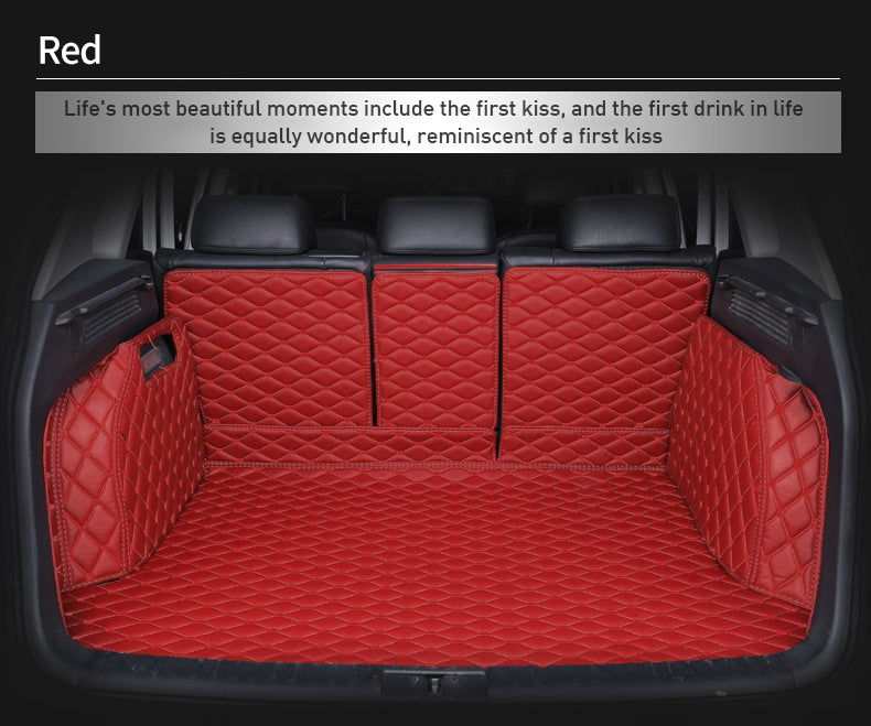 Custom Car Boot Liner Protector Diamond Pattern5*7CM Full Coverage - LMY - 7-Seats-Red-Full-Cover
