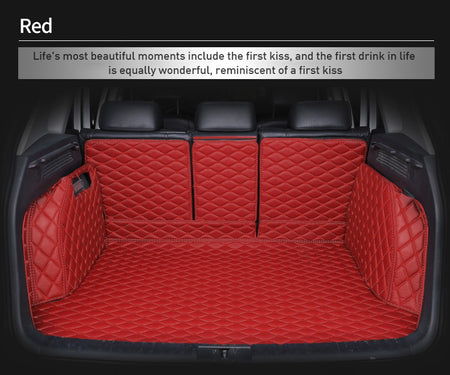 Custom Car Boot Liner Protector Diamond Pattern5*7CM Full Coverage - LMY - 7-Seats-Red-Full-Cover