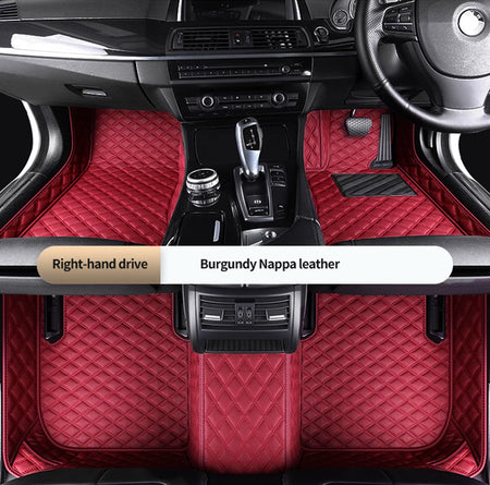 Custom Car Floor Mats Diamond Pattern5*7cm Full Coverage - LMY -  Burgundy-7-Seats
