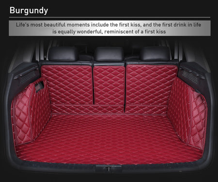 Custom Car Boot Liner Protector Diamond Pattern5*7CM Full Coverage - LMY - 7-Seats-Burgundy-Full-Cover