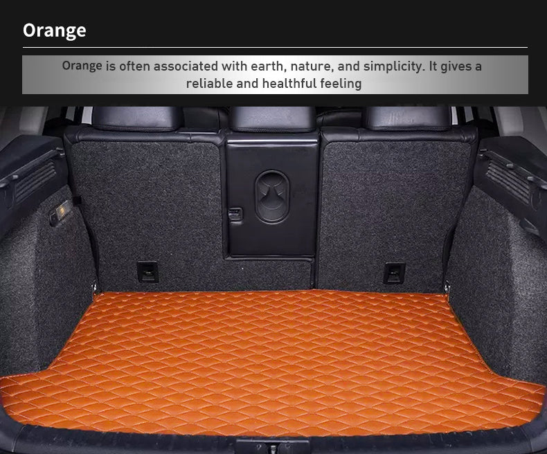 Custom Car Boot Liner Protector Diamond Pattern5*7CM Full Coverage - LMY - 7-Seats-Orange