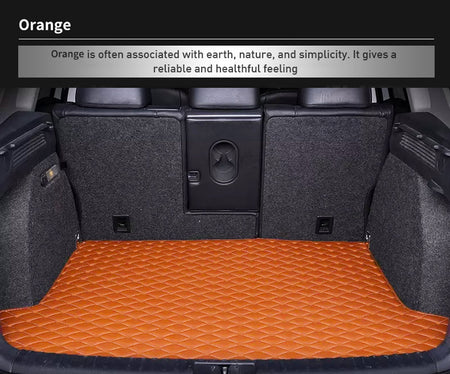 Custom Car Boot Liner Protector Diamond Pattern5*7CM Full Coverage - LMY - 7-Seats-Orange