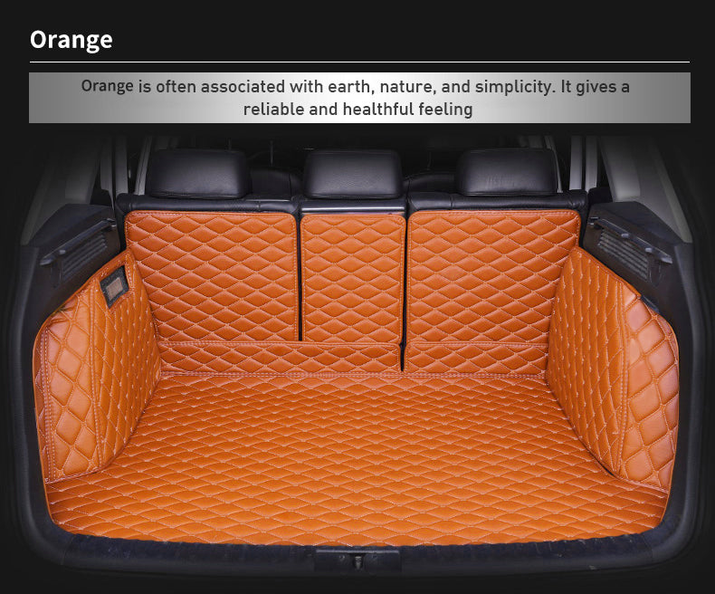 Custom Car Boot Liner Protector Diamond Pattern5*7CM Full Coverage - LMY - 7-Seats-Orange-Full-Cover