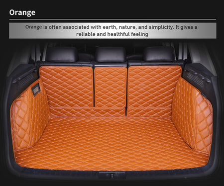 Custom Car Boot Liner Protector Diamond Pattern5*7CM Full Coverage - LMY - 7-Seats-Orange-Full-Cover