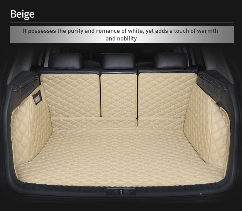 Custom Car Boot Liner Protector Diamond Pattern5*7CM Full Coverage - LMY - 7-Seats-Beige-Full-Cover