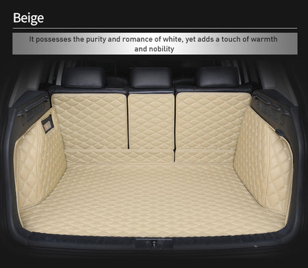 Custom Car Boot Liner Protector Diamond Pattern5*7CM Full Coverage - LMY - 7-Seats-Beige-Full-Cover