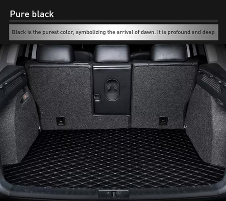 Custom Car Boot Liner Protector Diamond Pattern5*7CM Full Coverage - LMY - 7-Seats-Black