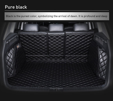 Custom Car Boot Liner Protector Diamond Pattern5*7CM Full Coverage - LMY - 7-Seats-Black-Full-Cover