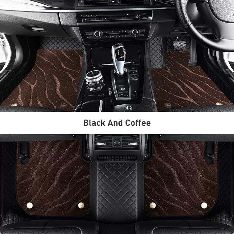 Custom Car Floor Mats Diamond Pattern3*3CM Full Coverage Dual Layer Galaxy - LMY -  7-Seats-Coffee-Black