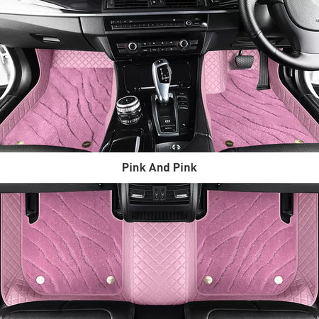 Custom Car Floor Mats Diamond Pattern3*3CM Full Coverage Dual Layer Galaxy - LMY -  7-Seats-Pink-Pink