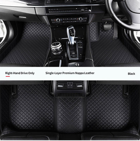 Custom Car Floor Mats Diamond Pattern3*3CM Full Coverage - LMY -  7-Seats-Black
