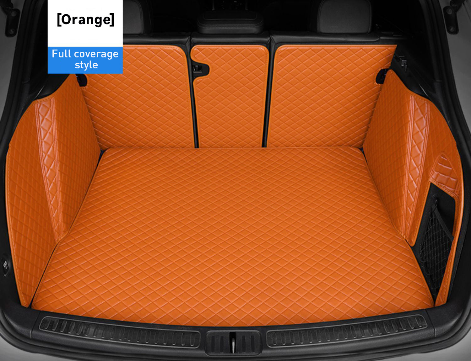 Custom Car Boot Liner Protector Diamond Pattern3*3CM Full Coverage - LMY -  7-Seats-Orange-Full-Cover