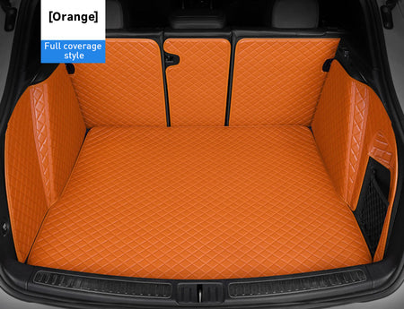 Custom Car Boot Liner Protector Diamond Pattern3*3CM Full Coverage - LMY -  7-Seats-Orange-Full-Cover