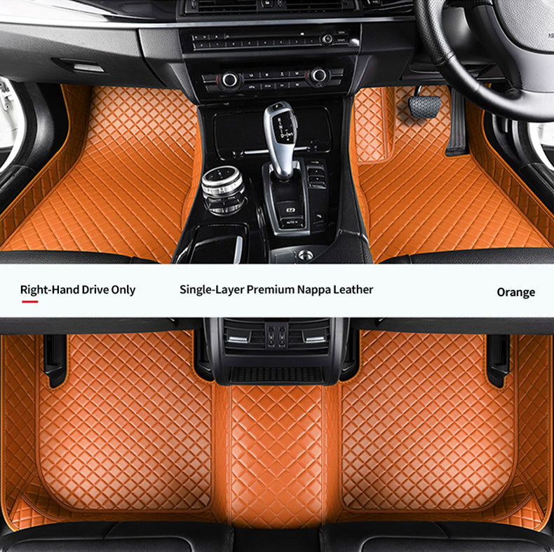 Custom Car Floor Mats Diamond Pattern3*3CM Full Coverage - LMY -  7-Seats-Orange