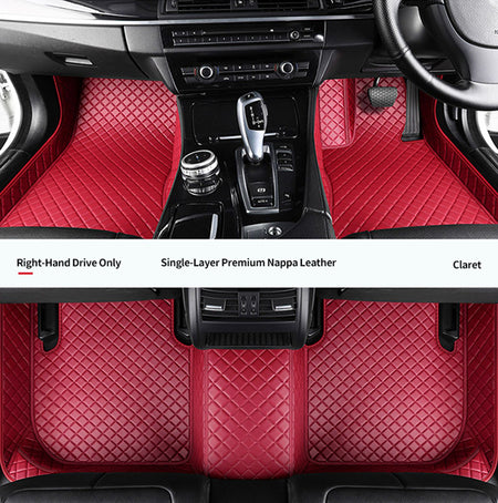 Custom Car Floor Mats Diamond Pattern3*3CM Full Coverage - LMY -  7-Seats-Burgundy
