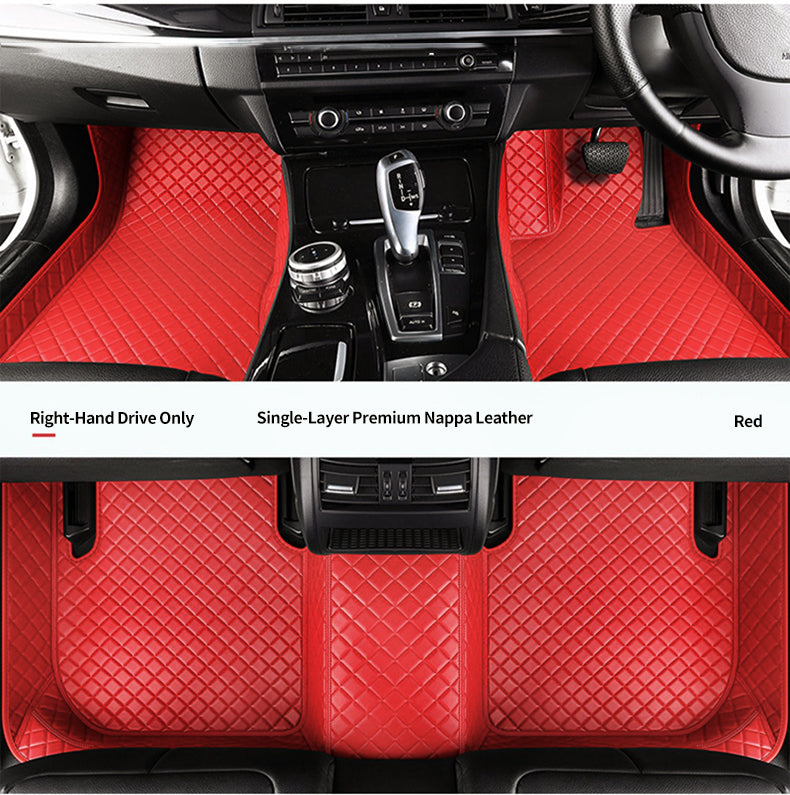 Custom Car Floor Mats Diamond Pattern3*3CM Full Coverage - LMY -  7-Seats-Red
