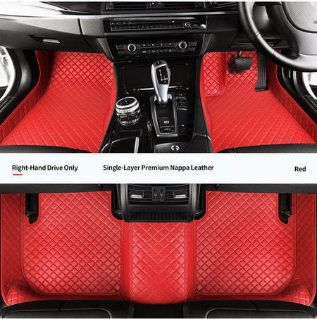 Custom Car Floor Mats Diamond Pattern3*3CM Full Coverage - LMY -  7-Seats-Red