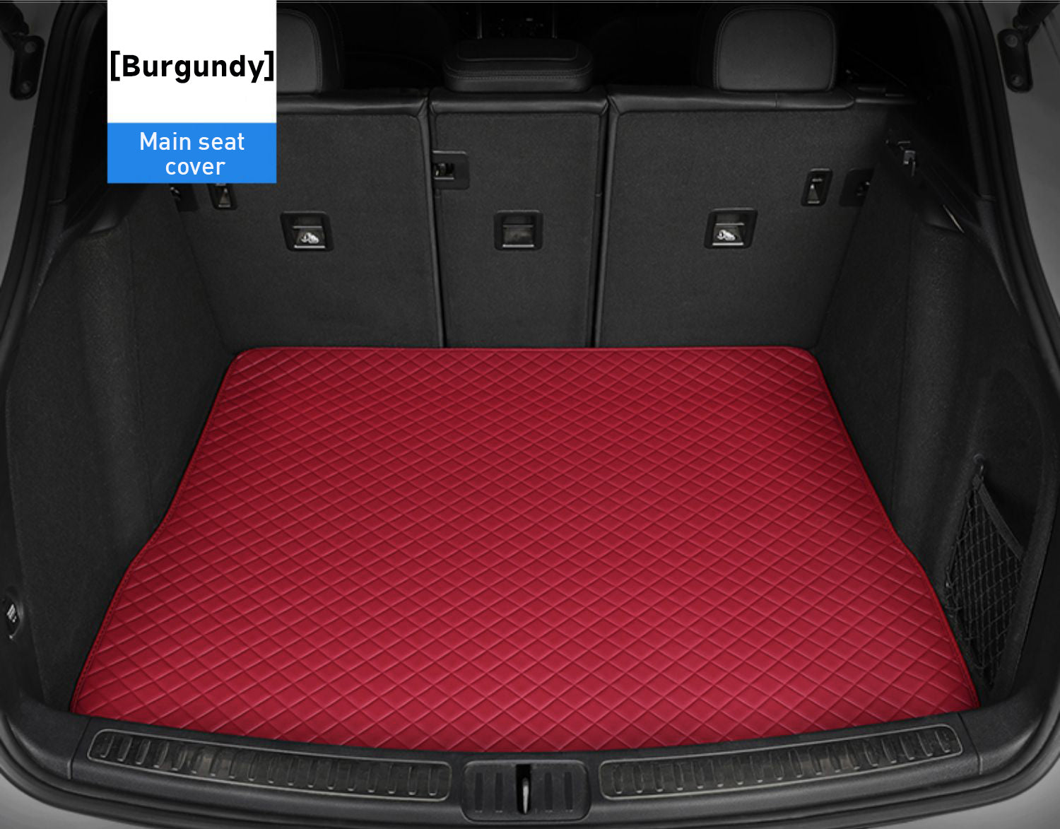 Custom Car Boot Liner Protector Diamond Pattern3*3CM Full Coverage - LMY -  7-Seats-Burgundy