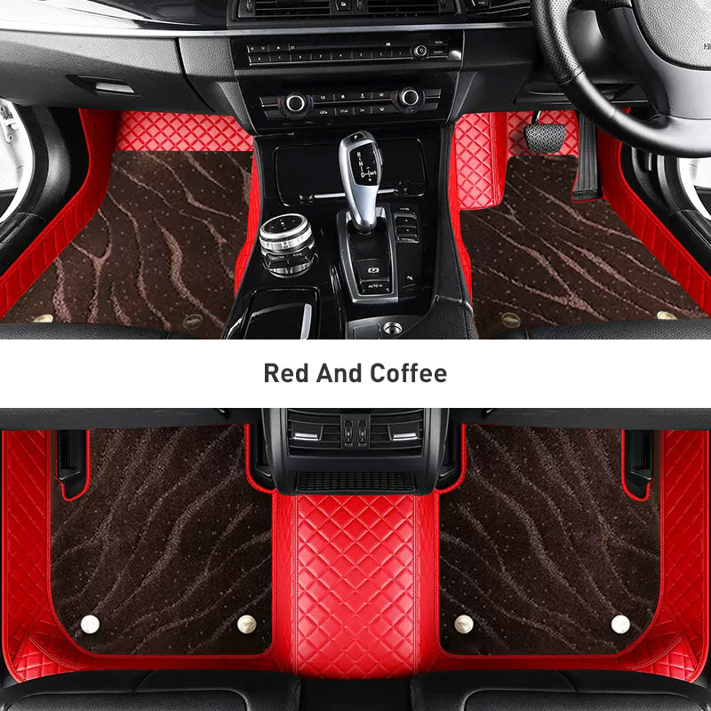 Custom Car Floor Mats Diamond Pattern3*3CM Full Coverage Dual Layer Galaxy - LMY -  7-Seats-Coffee-Red