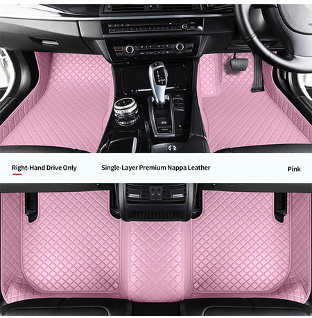 Custom Car Floor Mats Diamond Pattern3*3CM Full Coverage - LMY -  7-Seats-Pink