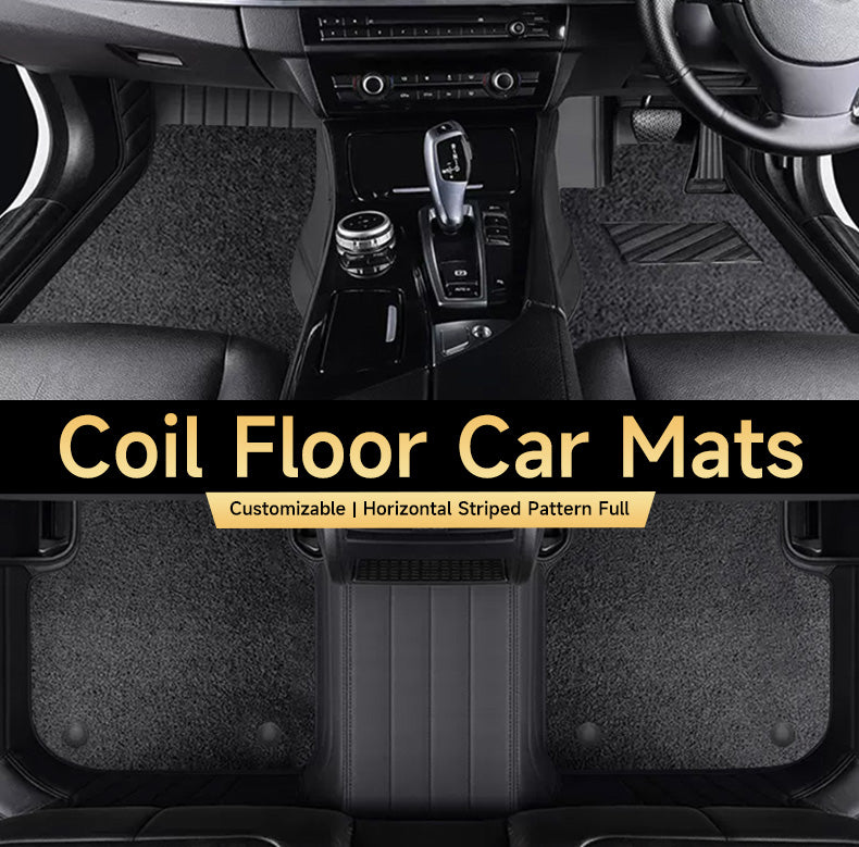 Custom Car Floor Mats Horizontal Stripe Full Coverage Dual Layer Coil - LMY -  