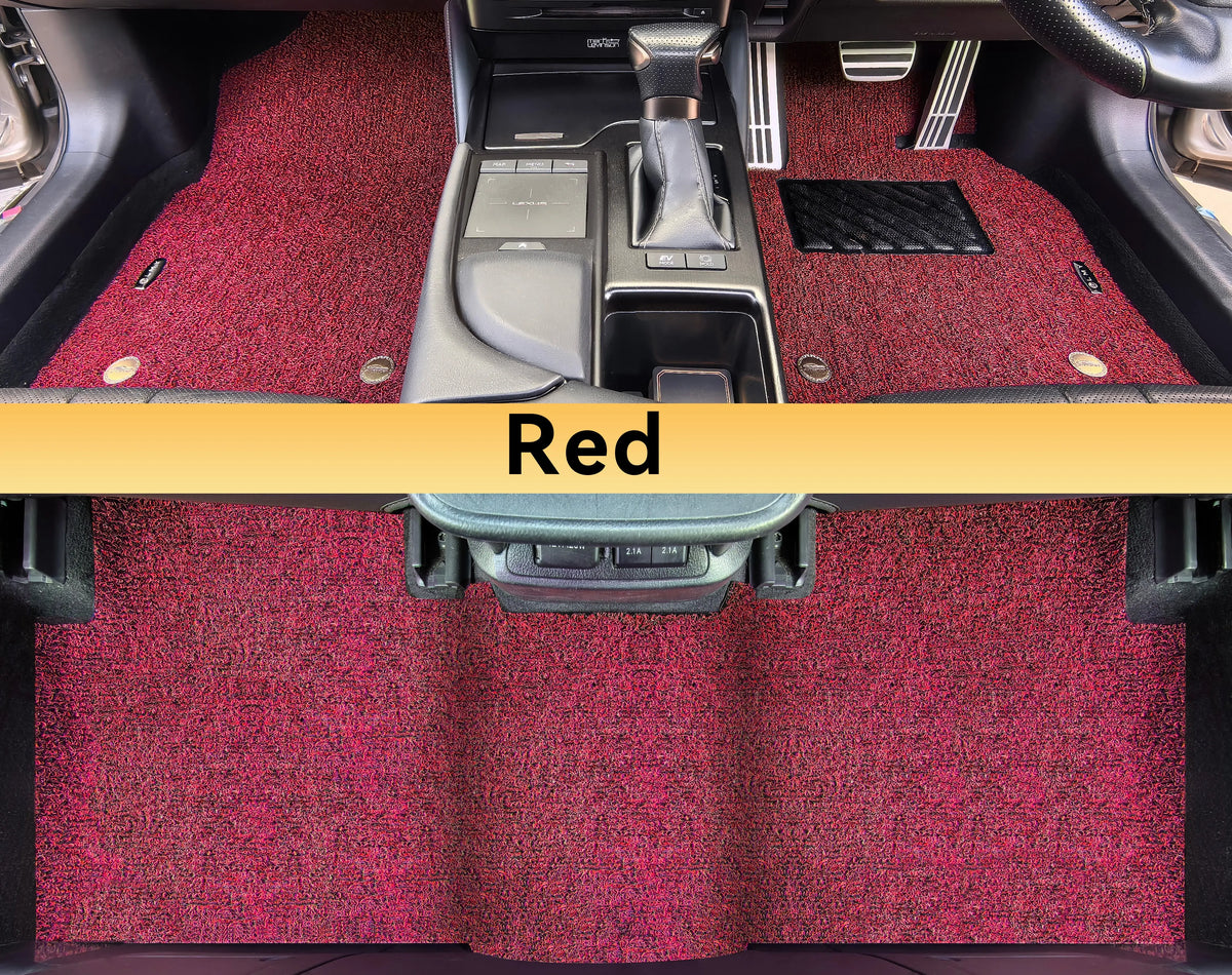 Custom Car Floor Mats Single Coil - LMY -  7-Seats-Red-Black