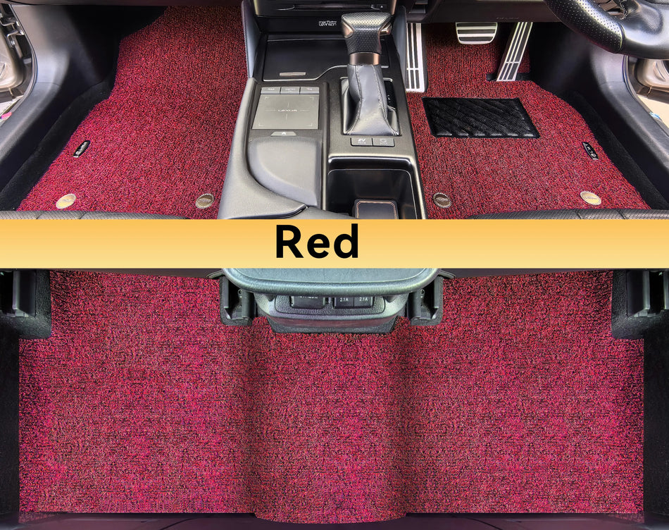 Custom Car Floor Mats Single Coil - LMY -  7-Seats-Red-Black