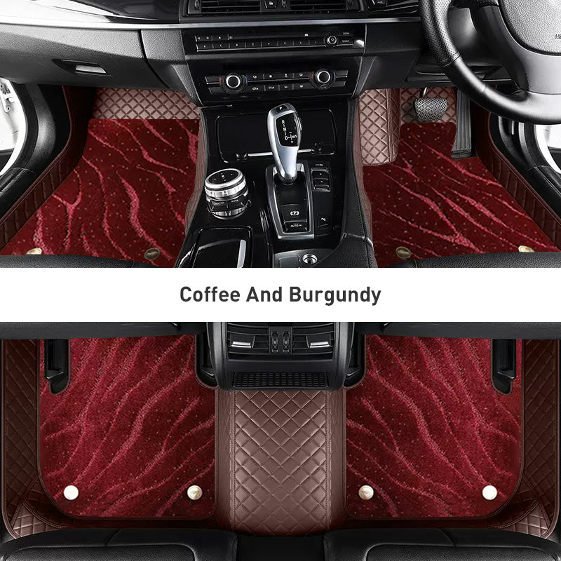 Custom Car Floor Mats Diamond Pattern3*3CM Full Coverage Dual Layer Galaxy - LMY -  7-Seats-Burgundy-Coffee