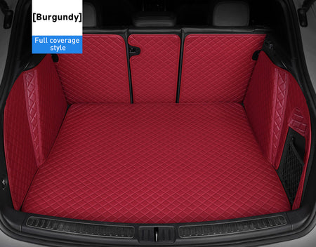 Custom Car Boot Liner Protector Diamond Pattern3*3CM Full Coverage - LMY -  7-Seats-Burgundy-Full-Cover