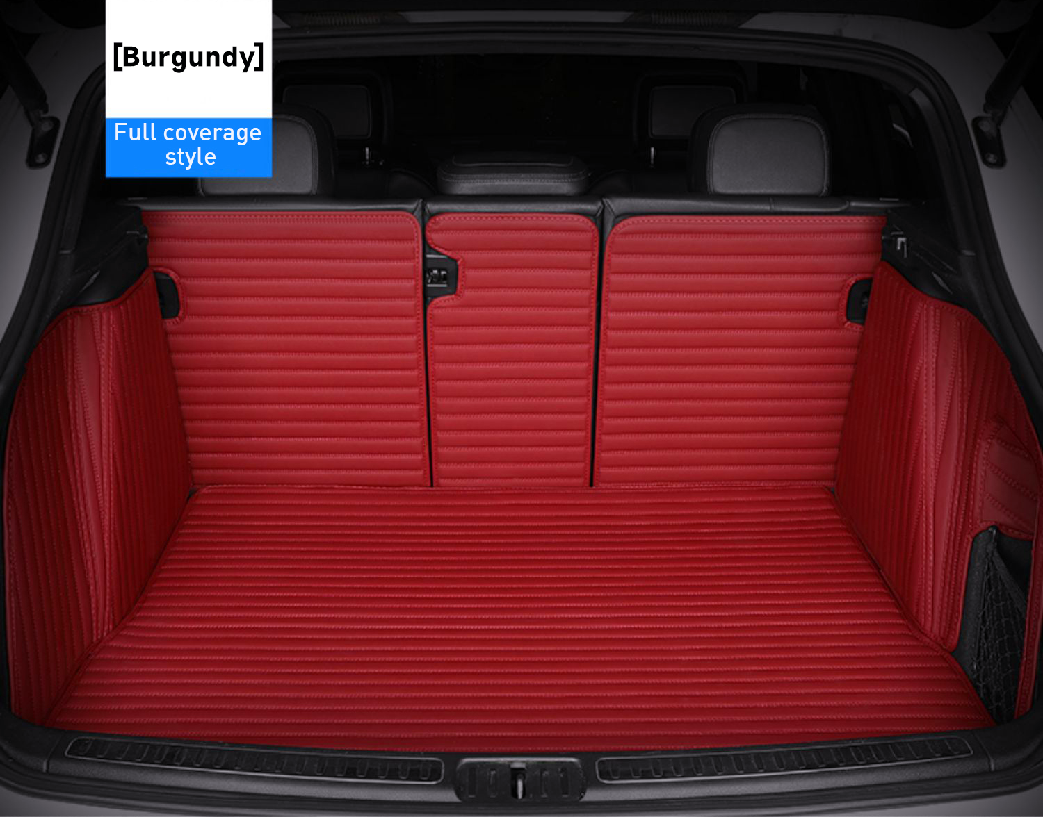 Custom Car Boot Liner Protector Horizontal Stripe Full Coverage - LMY -  7-Seats-Burgundy-Full-Cover