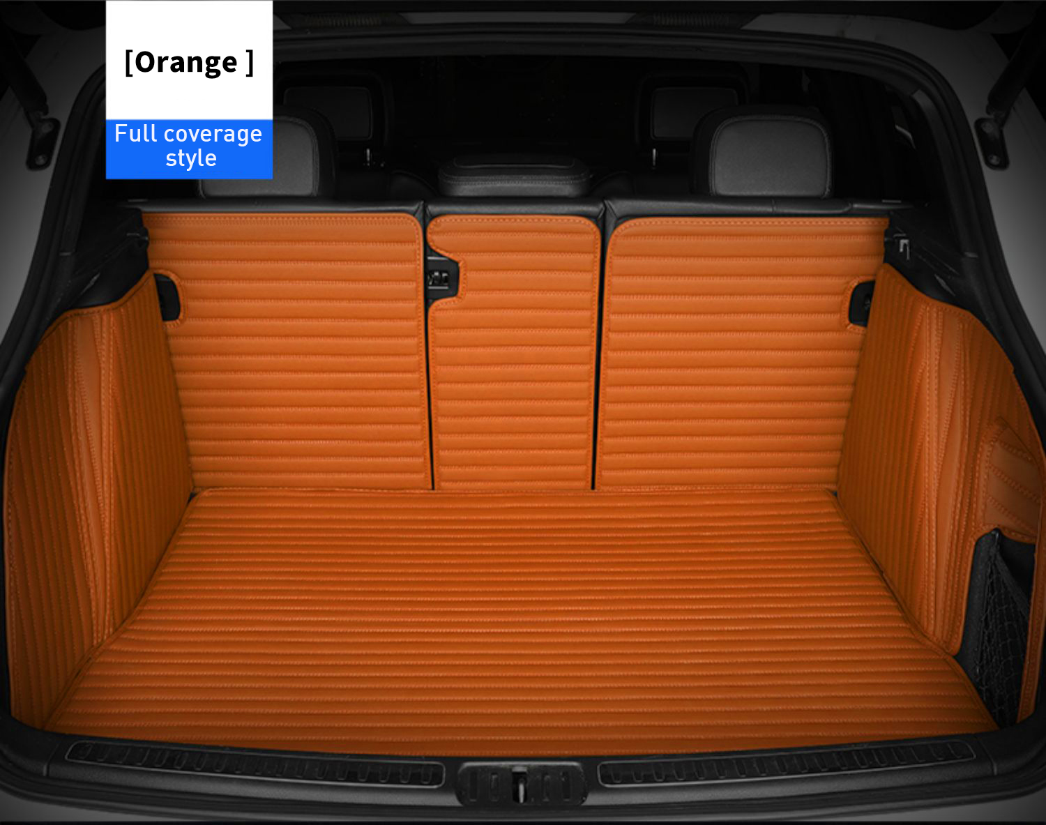 Custom Car Boot Liner Protector Horizontal Stripe Full Coverage - LMY -  7-Seats-Orange-Full-Cover