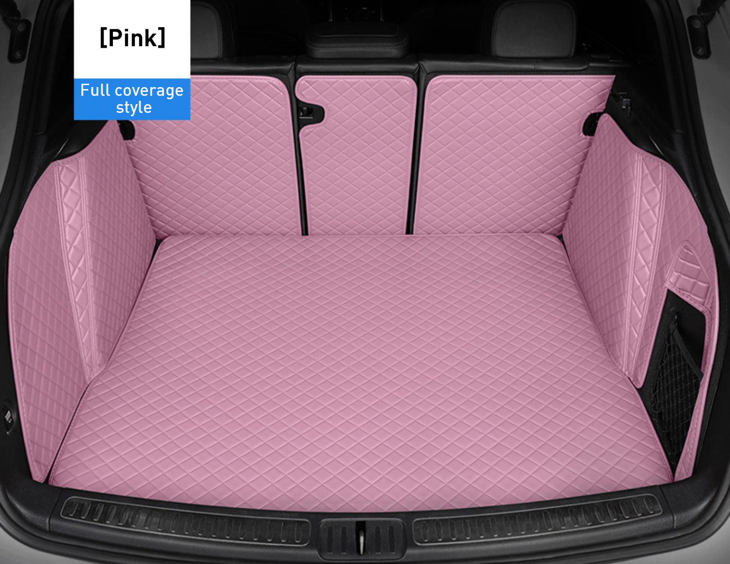 Custom Car Boot Liner Protector Diamond Pattern3*3CM Full Coverage - LMY -  7-Seats-Pink-Full-Cover