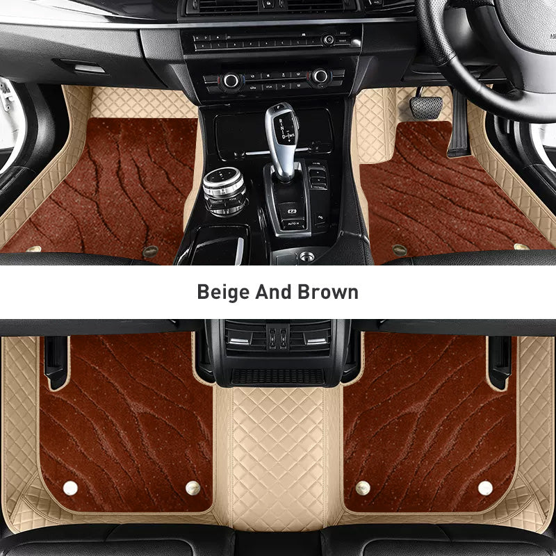 Custom Car Floor Mats Diamond Pattern3*3CM Full Coverage Dual Layer Galaxy - LMY -  7-Seats-Brown-Beige