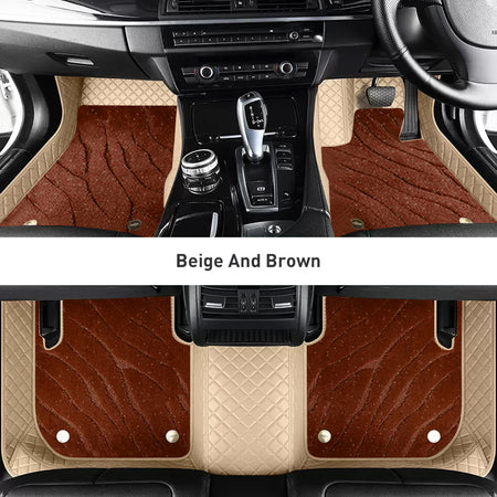 Custom Car Floor Mats Diamond Pattern3*3CM Full Coverage Dual Layer Galaxy - LMY -  7-Seats-Brown-Beige