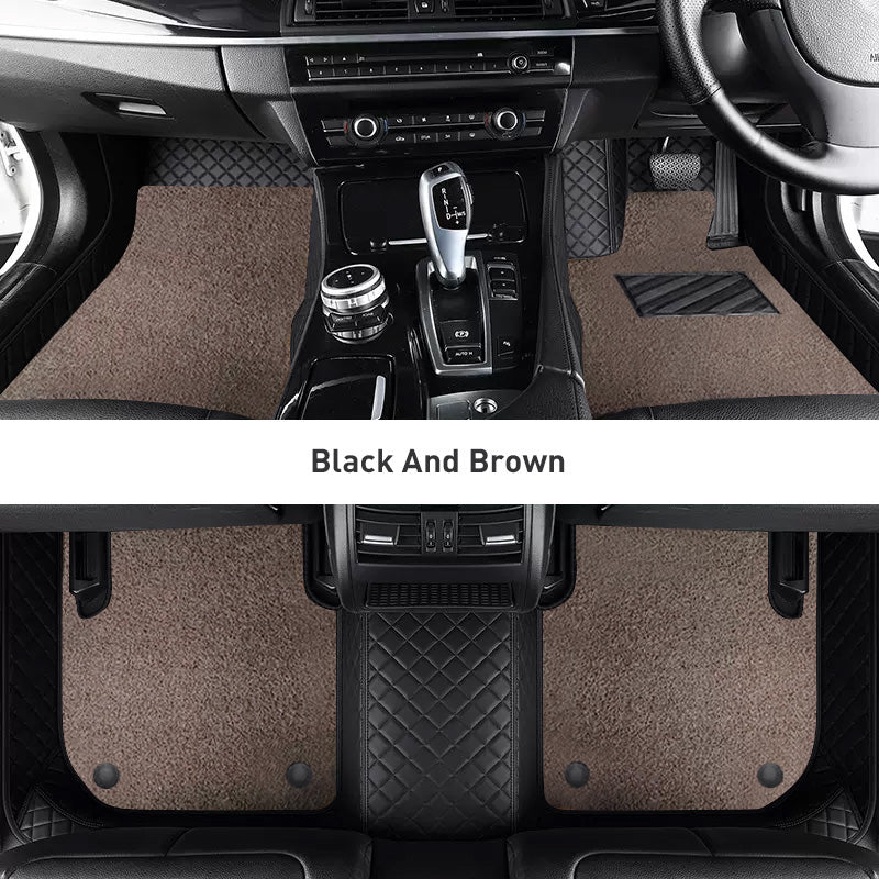 Custom Car Floor Mats Diamond Pattern3*3CM Full Coverage Dual Layer Coil - LMY -  7-Seats-Mocha-Black